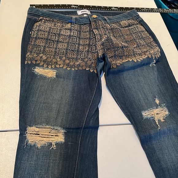 Paige  size 32  blue  Highrise jeans boyfriend style cuff for cropped look - Picture 1 of 16